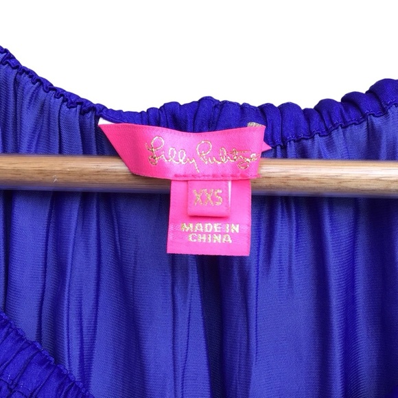 Lilly Pulitzer Haylee Ruffle Off The Shoulder Blouse Royal Purple NEW Size XXS - Picture 9 of 10